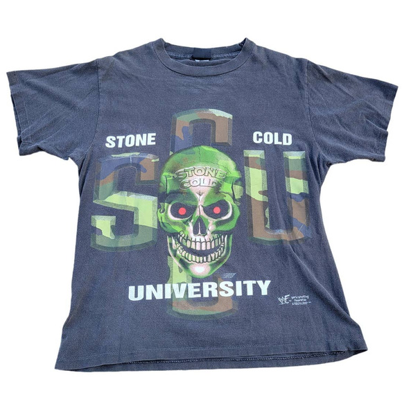 Vintage 1998 Stone Cold Steve Austin University School of Hard Knocks T-Shirt - Picture 1 of 4